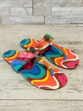 Kurt Geiger London Women's Size 35.5 Kensington Printed T-Bar Flat Sandals New